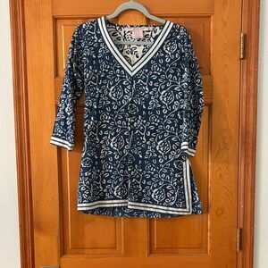 Gretchen Scott Designs Navy and White Tunic